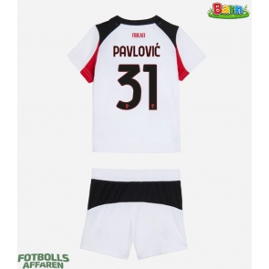 AC Milan Strahinja Pavlovic #31 Bortaställ Barn 2025-26 Kortärmad (+ Korta byxor)
